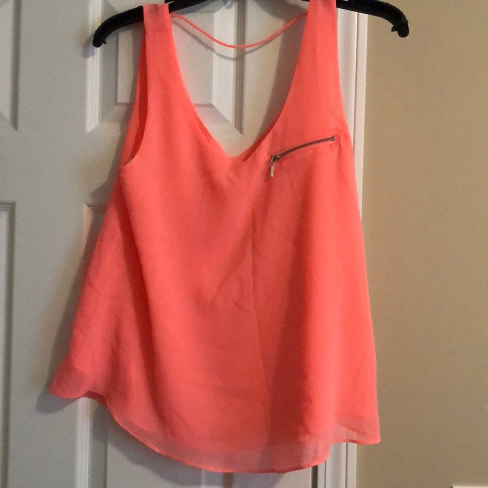 Coral tank top with zipper